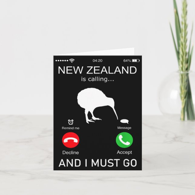 New Zealand Is Calling And I Must Go, Zealand Funn Card (Front)