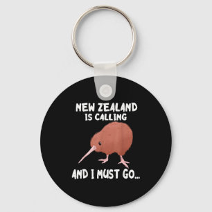 New Zealand Is Calling Kiwi Bird Wildlife Animal Key Ring