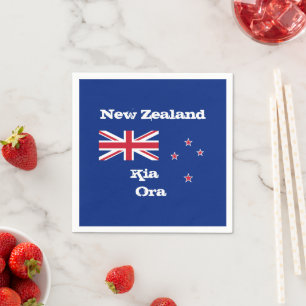 New Zealand, Kia Ora & New Zealand Flag / party Napkin