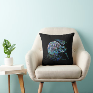 NEW ZEALAND KIWI AND FERN PAUA CUSHION