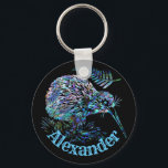 NEW ZEALAND KIWI AND FERN PAUA KEY RING<br><div class="desc">Customizable - add your own name.

Classic New Zealand flightless bird - the Kiwi - and a native fern,  in the vibrant colors of the Paua shell.
#madjack,  #new zealand,  #kiwi,  #maori,  #travel,  #bird,  #animals,  #paua,  #fern,  #nature</div>