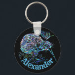 NEW ZEALAND KIWI AND FERN PAUA KEY RING<br><div class="desc">Customizable - add your own name.

Classic New Zealand flightless bird - the Kiwi - and a native fern,  in the vibrant colors of the Paua shell.
#madjack,  #new zealand,  #kiwi,  #maori,  #travel,  #bird,  #animals,  #paua,  #fern,  #nature</div>