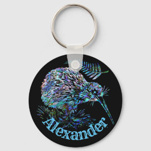 NEW ZEALAND KIWI AND FERN PAUA KEY RING