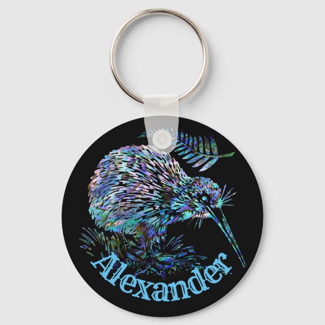 NEW ZEALAND KIWI AND FERN PAUA KEY RING (Front)