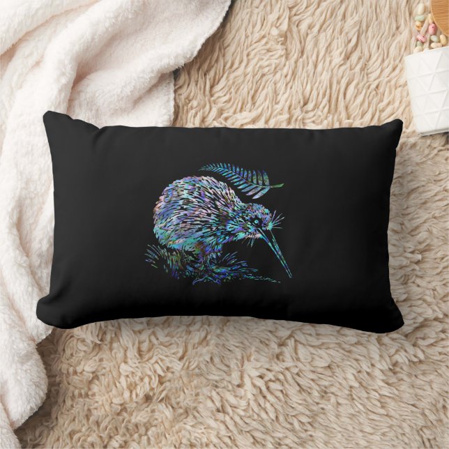 NEW ZEALAND KIWI AND FERN PAUA LUMBAR CUSHION (Blanket)