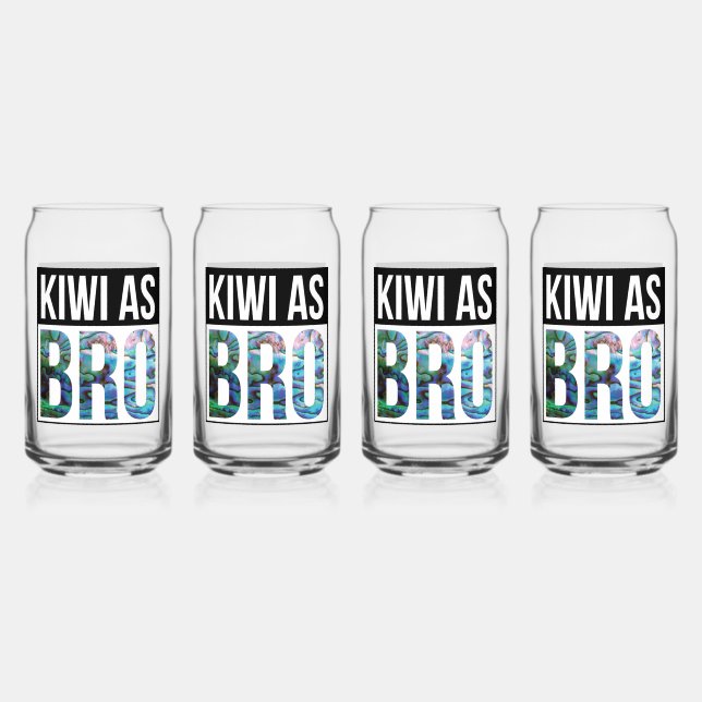 NEW ZEALAND KIWI AS BRO BBQ CAN GLASS (Front)