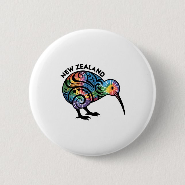 New Zealand Kiwi Bird  6 Cm Round Badge (Front)