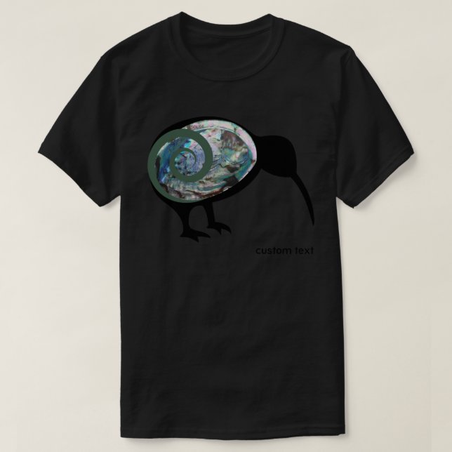 NEW ZEALAND KIWI BIRD PAUA BLACK GREEN FERN KORU  T-Shirt (Design Front)