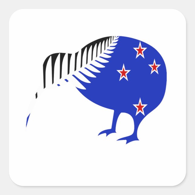 New Zealand Kiwi Bird Sticker, New Zealand Square Sticker (Front)