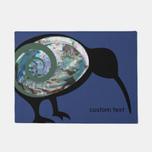 NEW ZEALAND KIWI BLACK PAUA FERN KORU BLUE CUSTOM DOORMAT