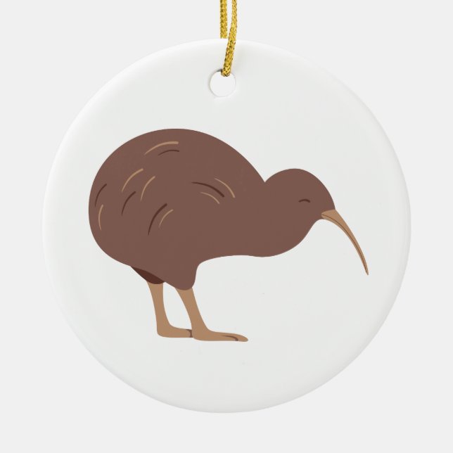 New Zealand Kiwi Ceramic Ornament (Front)