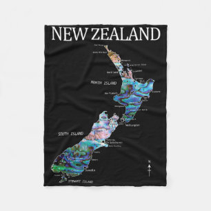 New Zealand Kiwi Detailed Map Fleece Blanket