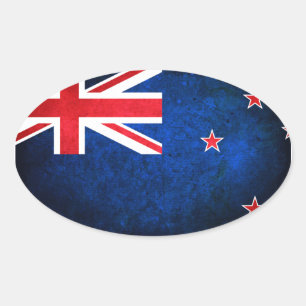New Zealand; Kiwi Flag Oval Sticker
