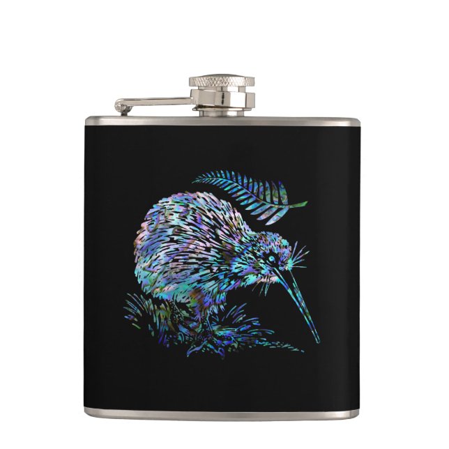 NEW ZEALAND KIWI PAUA HIP FLASK (Front)