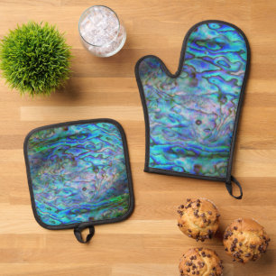 NEW ZEALAND KIWI PAUA OVEN MITT & POT HOLDER SET