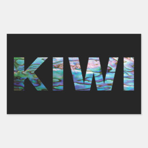NEW ZEALAND KIWI PAUA RECTANGULAR STICKER