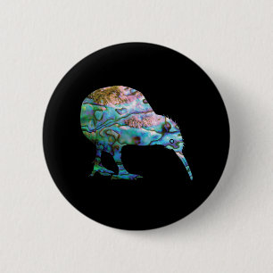 NEW ZEALAND KIWI SIMPLE PAUA 6 CM ROUND BADGE