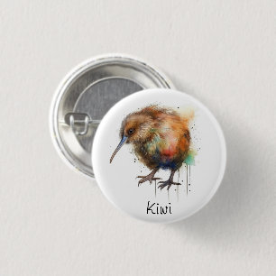 New Zealand Kiwi watercolor  3 Cm Round Badge