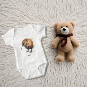 New Zealand Kiwi watercolor customisable Baby Bodysuit
