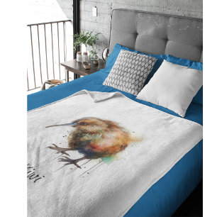 New Zealand Kiwi watercolor customisable Fleece Blanket