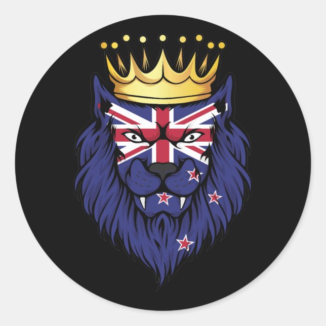New Zealand  Lion King Flag Classic Round Sticker (Front)
