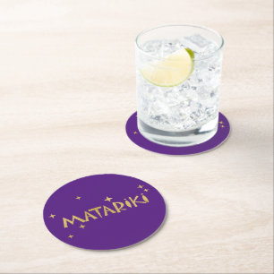 New Zealand Maori - Matariki Stars 2 Round Paper Coaster