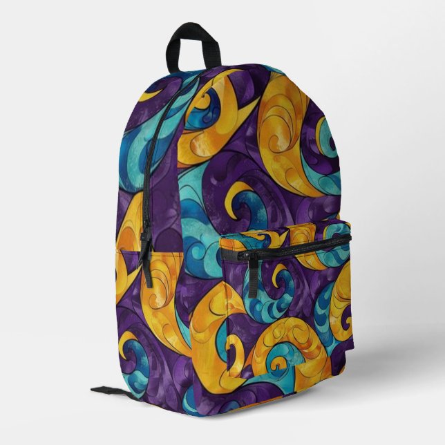 New Zealand Māori Paua Pattern  Printed Backpack (Back Corner Left)