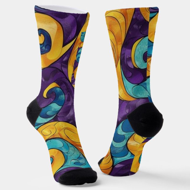 New Zealand Māori Paua Pattern  Socks (Angled)