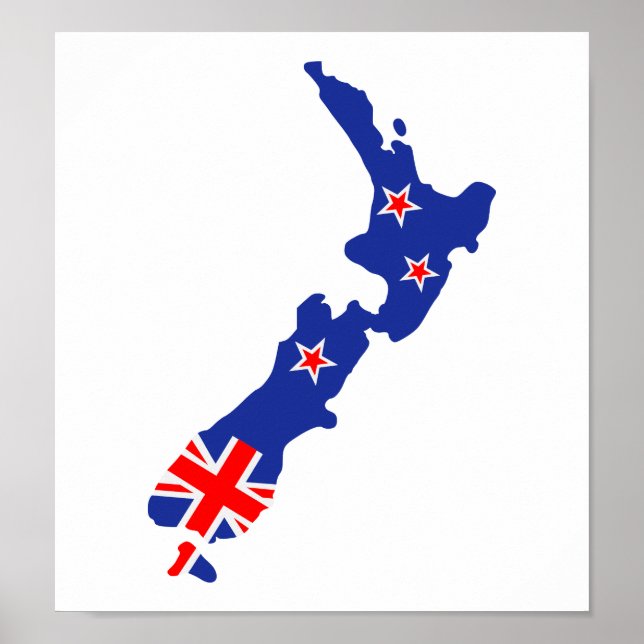 New Zealand map flag Poster (Front)
