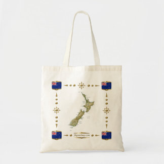 New Zealand Map + Flags Bag