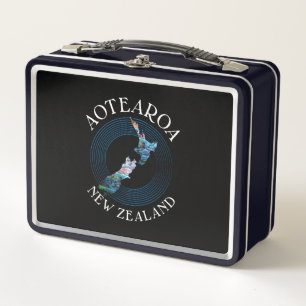 NEW ZEALAND MAP PAUA METAL LUNCH BOX