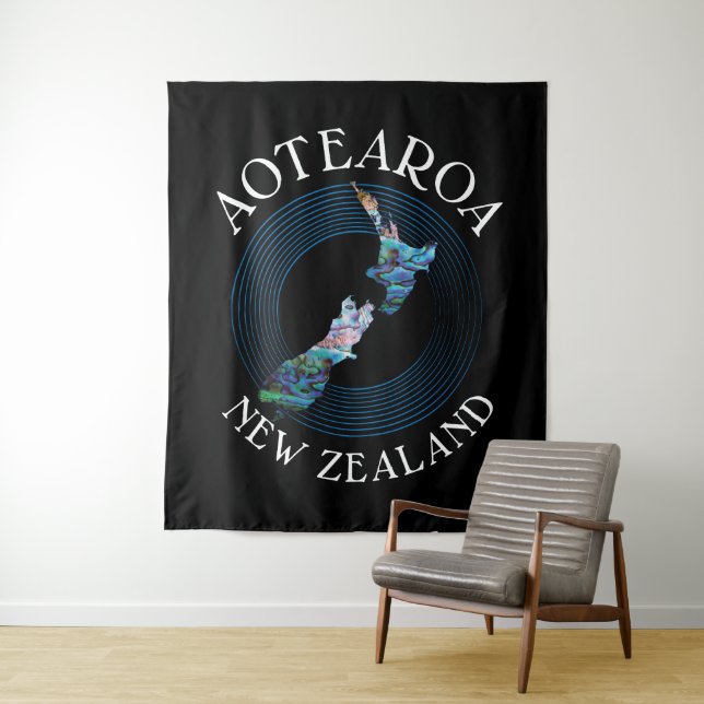 NEW ZEALAND MAP PAUA TAPESTRY (In Situ)