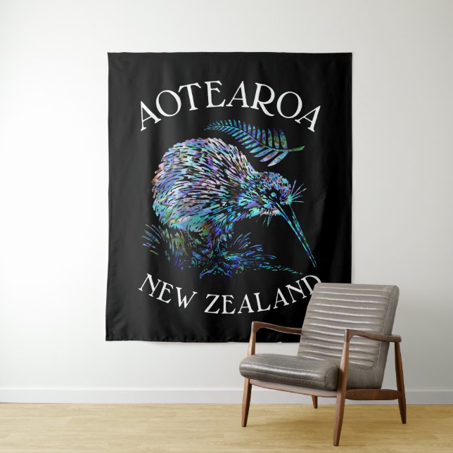 NEW ZEALAND MAP PAUA TAPESTRY (In Situ)