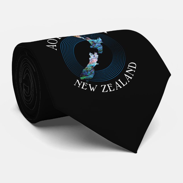 NEW ZEALAND MAP PAUA TIE (Rolled)