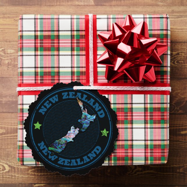 NEW ZEALAND MAP PAUA TREE DECORATION CARD (Insitu (Gift))