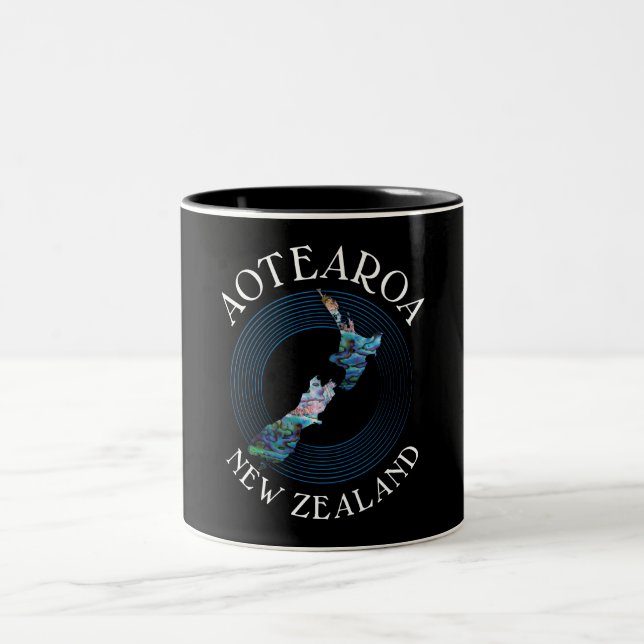 NEW ZEALAND MAP PAUA Two-Tone COFFEE MUG (Center)