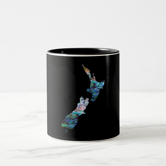 NEW ZEALAND MAP PAUA Two-Tone COFFEE MUG (Center)
