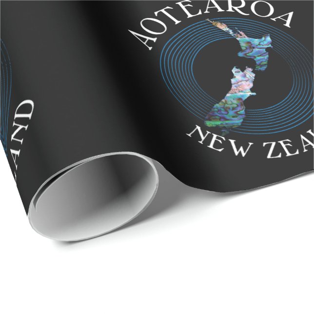 NEW ZEALAND MAP PAUA WRAPPING PAPER (Roll Corner)
