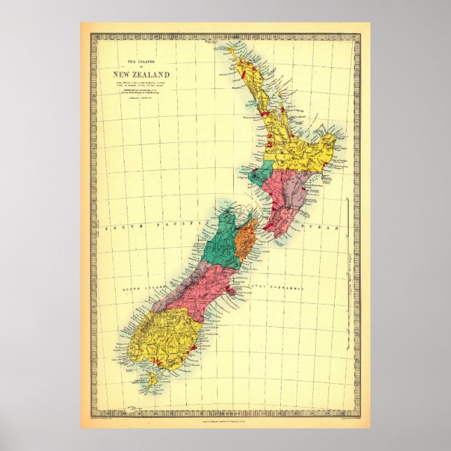New Zealand map Poster (Front)