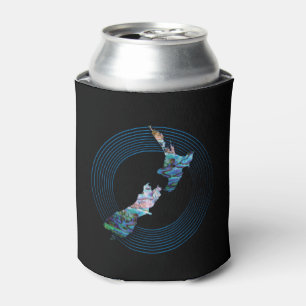 NEW ZEALAND MAP RINGS PAUA CAN COOLER
