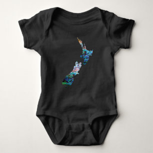 NEW ZEALAND MAP SIMPLE PAUA BABY BODYSUIT