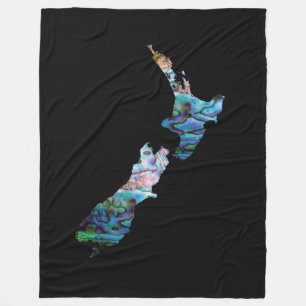 NEW ZEALAND MAP SIMPLE PAUA FLEECE BLANKET