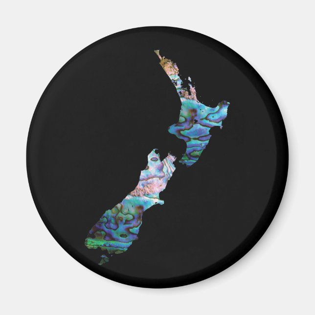 NEW ZEALAND MAP SIMPLE PAUA MAGNET (Front)