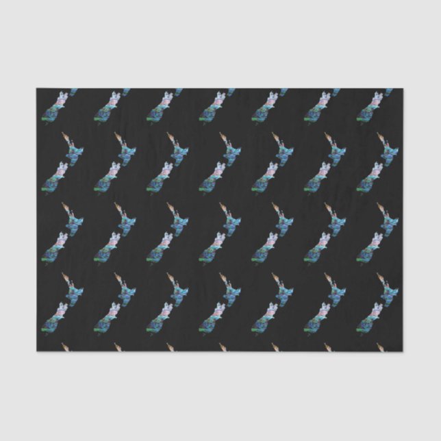 NEW ZEALAND MAP SIMPLE PAUA TISSUE PAPER (Front)