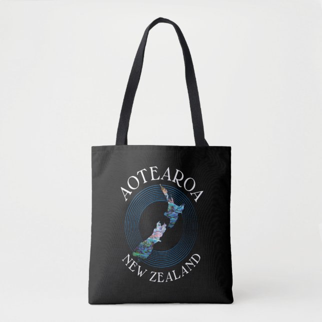 NEW ZEALAND MAP SIMPLE PAUA TOTE BAG (Front)