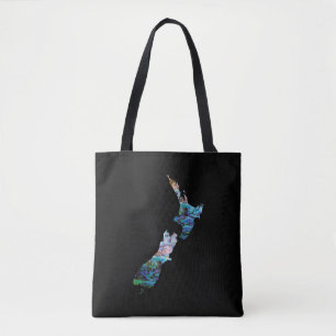 NEW ZEALAND MAP SIMPLE PAUA TOTE BAG