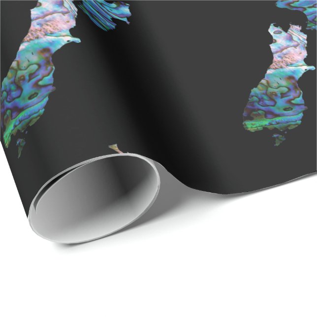 NEW ZEALAND MAP SIMPLE PAUA WRAPPING PAPER (Roll Corner)