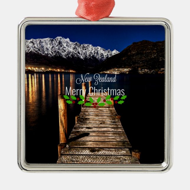 New Zealand, Merry Christmas, Metal Ornament (Front)