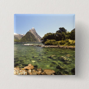 New Zealand, Mitre Peak, & Bowen River entering 15 Cm Square Badge