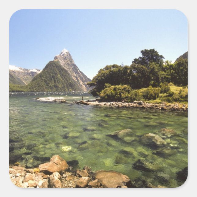 New Zealand, Mitre Peak, & Bowen River entering Square Sticker (Front)